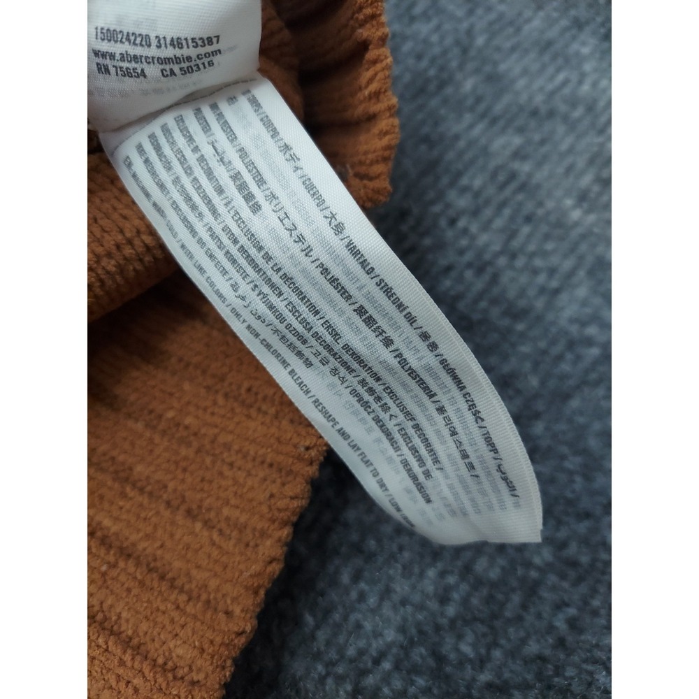 Abercrombie & Fitch Sweater Women Small Brown Collared Textured V Neck Oversized - Picture 7 of 8